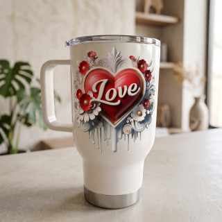 Cestovní termohrnek „Love – Srdce plné lásky“ – 450 ml